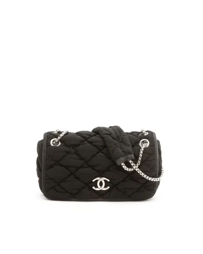Pre-owned Chanel Jersey Bubble Quilt Flap Bag In Gray