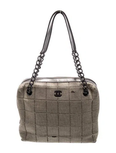 Pre-owned Chanel Jersey Knit Chocolate Bar Handle Bag In Green