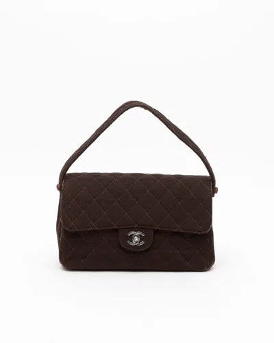 Pre-owned Chanel Jersey Two Face Flap Bag In Brown