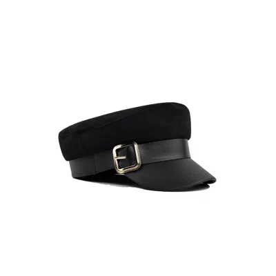 Chanel Joan Elkayam Women's Black Buckled Baker Boy Hat