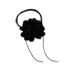 Chanel Joan Elkayam Women's Black Large Satin Charmeuse Rose Choker