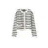 Chanel Joan Elkayam Women's Black / Neutrals / White Wool Blend Knitted Striped Cardigan In Black/white