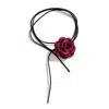 Chanel Joan Elkayam Women's Black / Red Burgundy Rose Choker Necklace In Black