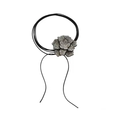 Chanel Joan Elkayam Women's Black / Silver Black Crystal Rose Choker In Multi