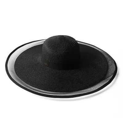 Chanel Joan Elkayam Women's Black Wide Transparent Brim Straw Hat
