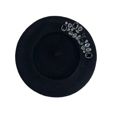 Chanel Joan Elkayam Women's Black Wool Embellished Beret