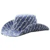Chanel Joan Elkayam Women's Blue Frayed Denim Cowboy Hat In Blue