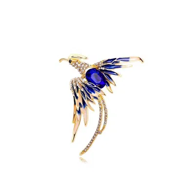 Chanel Joan Elkayam Women's Blue / Gold Blue Crystal Gold Bird Brooch In Multi
