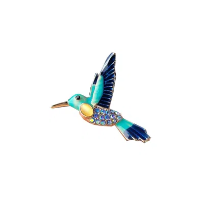 Chanel Joan Elkayam Women's Blue Hummingbird Crystal Enamelled Brooch