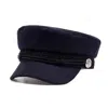 Chanel Joan Elkayam Women's Blue Navy Embroidered Trim Baker Boy Hat In Blue