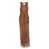 Chanel Joan Elkayam Women's Brown Crochet Knitted Tasseled Summer Beach Dress In Brown