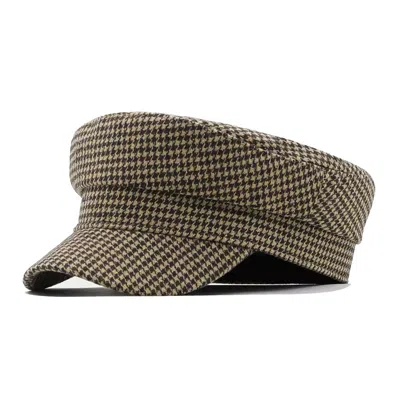 Chanel Joan Elkayam Women's Brown Houndstooth Baker Boy Hat