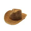 Chanel Joan Elkayam Women's Brown Natural Straw Western Cowboy Hat In Brown
