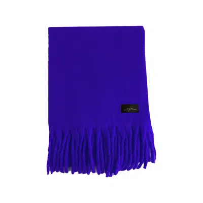 Chanel Joan Elkayam Women's Cobalt Blue Large Fringed Cashmere-blend Winter Scarf