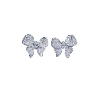 Chanel Joan Elkayam Women's Crystal Bow Silver Earrings