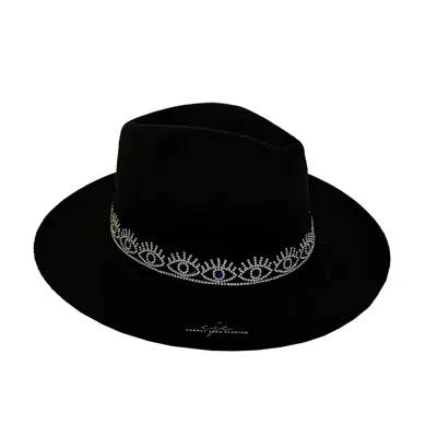 Chanel Joan Elkayam Women's Evil Eye Black Wool Fedora Hat