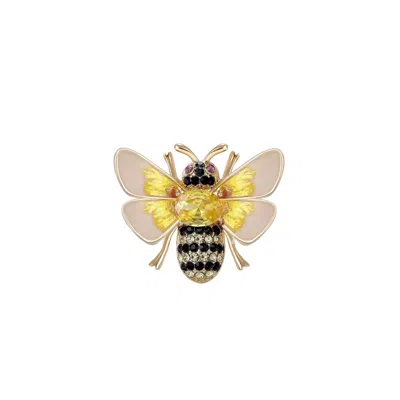 Chanel Joan Elkayam Women's Gold / Yellow / Black Small Crystal Bee Brooch