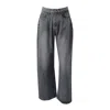 Chanel Joan Elkayam Women's Grey Crystal Embellished Wide Leg Jeans
