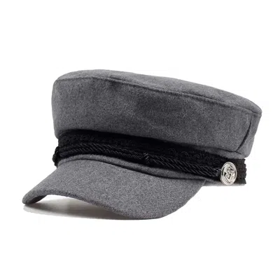 Chanel Joan Elkayam Women's Grey Embroidered Trim Baker Boy Hat