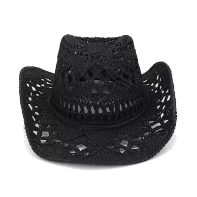 Chanel Joan Elkayam Women's Handmade Black Natural Straw Western Cowboy Hat
