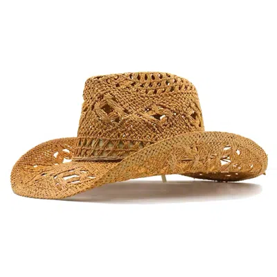 Chanel Joan Elkayam Women's Handmade Brown Natural Straw Western Cowboy Hat
