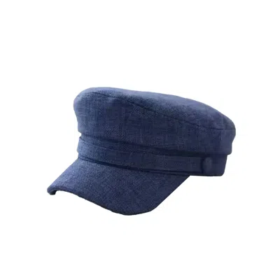 Chanel Joan Elkayam Women's Linen Blue Baker Boy Hat