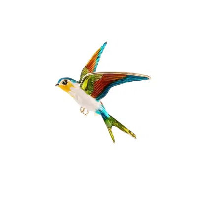 Chanel Joan Elkayam Women's Multicoloured Enamelled Bird Brooch In Gray