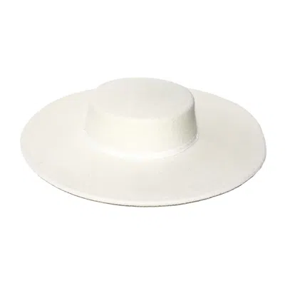 Chanel Joan Elkayam Women's Neutrals Ivory Off-white Handmade Wide Brim Wool Hat