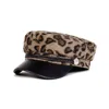 Chanel Joan Elkayam Women's Orange / Brown Braided Trim Faux-leather Front Leopard Print Baker Boy Hat In Animal Print