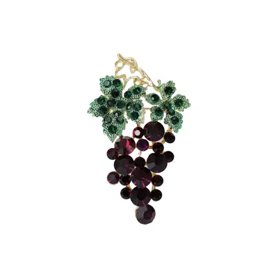 Chanel Joan Elkayam Women's Purple / Green Crystal Grapes Brooch In Multi