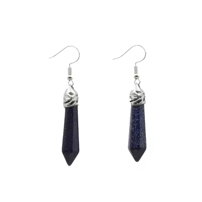 Chanel Joan Elkayam Women's Silver Blue Sandstone Drop Dangle Earrings