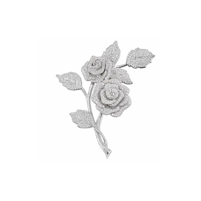 Chanel Joan Elkayam Women's Silver Crystal Roses Brooch