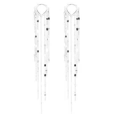 Chanel Joan Elkayam Women's Silver Dramatic Dangle Chain Huggie Earrings