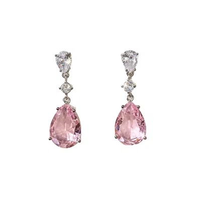 Chanel Joan Elkayam Women's Silver Pink Crystal Drop Dangle Earrings