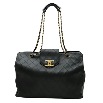 Pre-owned Chanel Jumbo Black Leather Shoulder Bag ()