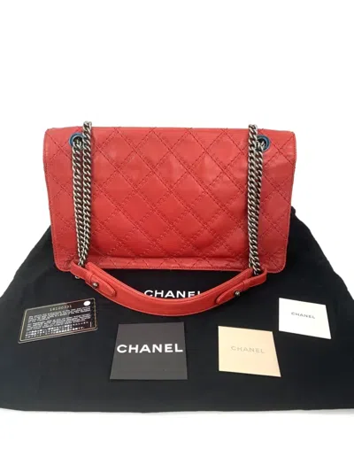 Pre-owned Chanel Jumbo Flap Shoulder Bag In Red