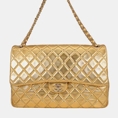 Pre-owned Chanel Jumbo Matelasse Chain Shoulder Gold Lambskin Size 40