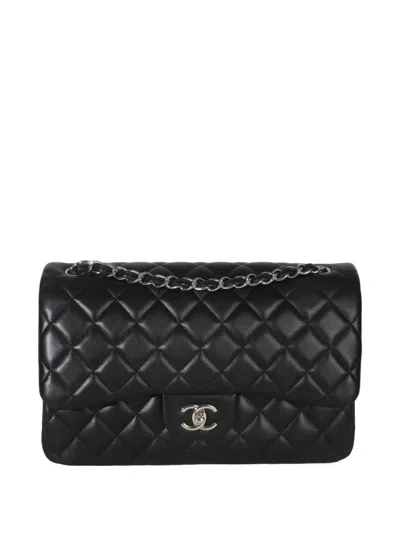Pre-owned Chanel Jumbo Quilted Lambskin Bag In Black