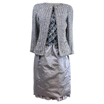 Pre-owned Chanel Karl Lagerfeld Spring 2006 Grey Tweed Suit In Gray