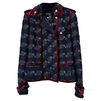 Pre-owned Chanel Keira Knightley Style Cc Eagle Buttons Black Tweed Jacket