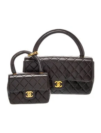 Pre-owned Chanel Kelly Flap Bag Set In Black
