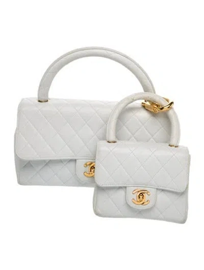 Pre-owned Chanel Kelly Flap Bag Set In White