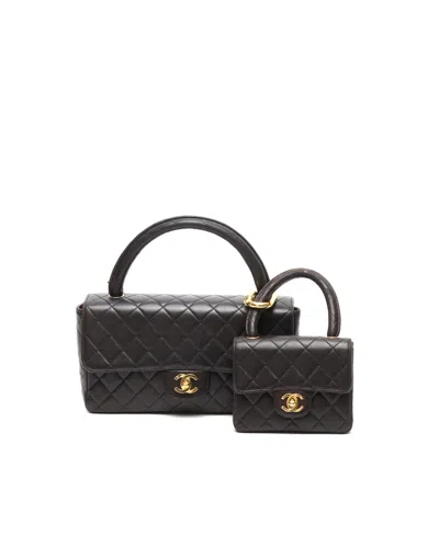 Pre-owned Chanel Kelly Parent And Child Bag In Brown