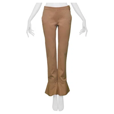 Pre-owned Chanel Khaki Flared Cotton Pants In Brown