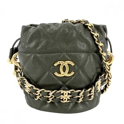 Pre-owned Chanel Khaki Grained Calfskin Pochette Shoulder Bag ()