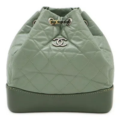 Pre-owned Chanel Khaki Leather Backpack () In Brown