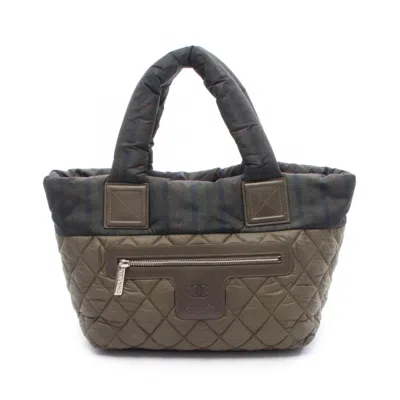 Pre-owned Chanel Khaki Multi-color Nylon Tote Bag ()