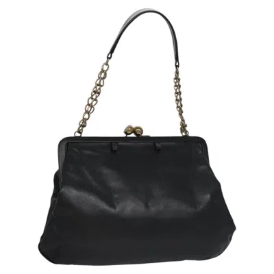 Pre-owned Chanel Kisslock Chain Frame Shoulder Bag Glazed Calfskin Leather Bag () In Black