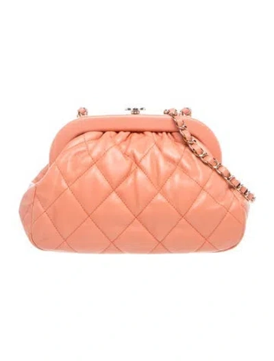 Pre-owned Chanel Kisslock Clutch W/ Chain In Orange