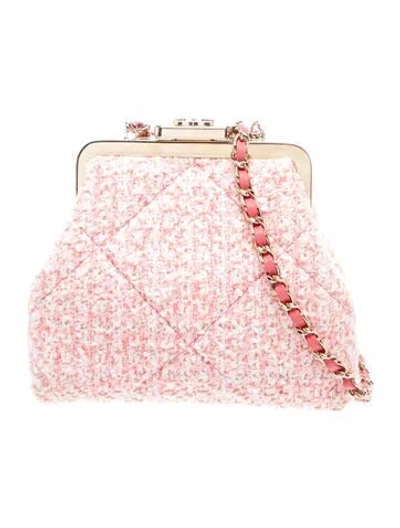 Pre-owned Chanel Kisslock Frame Clutch Crossbody Bag In Pink